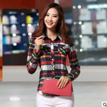 blouse women blouses shirt plaid vetement