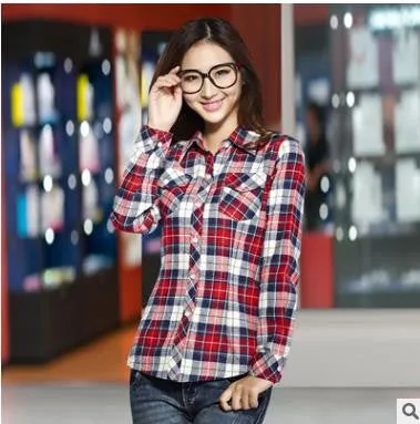 blouse women blouses shirt plaid vetement