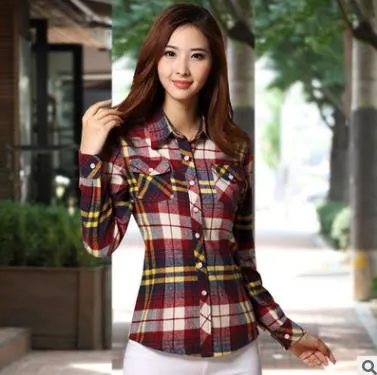 blouse women blouses shirt plaid vetement