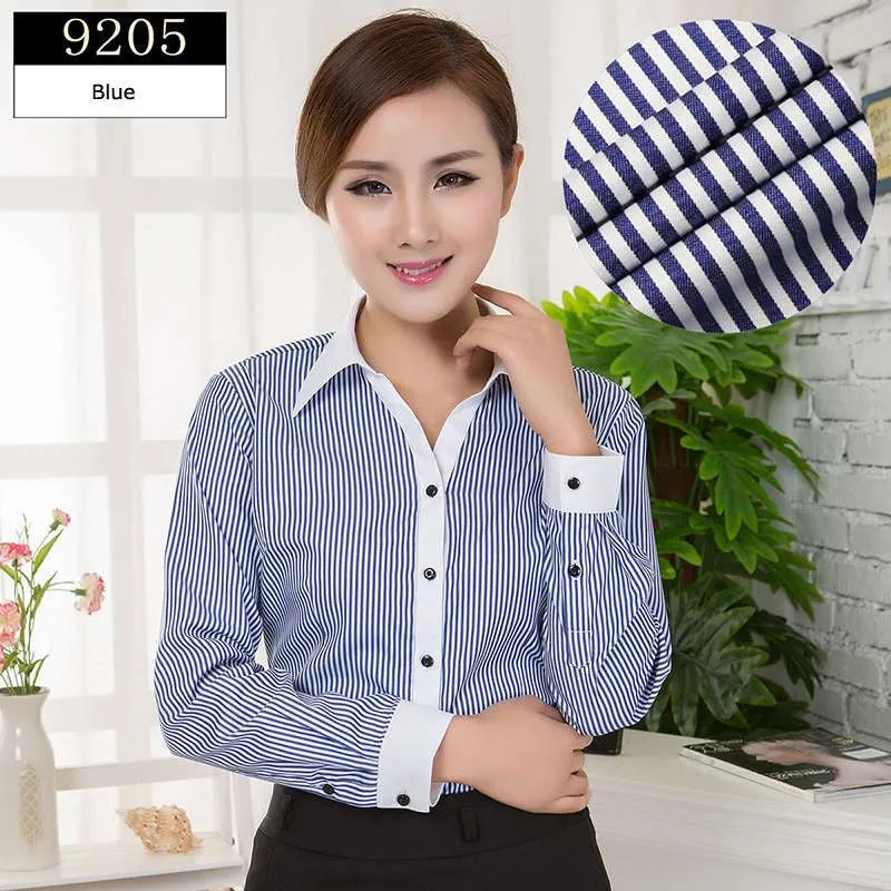 Blouses Shirts Office Lady Work Wear Plus Size Long Sleeve Cotton Basic Shirts Formal Women Blouses Tops