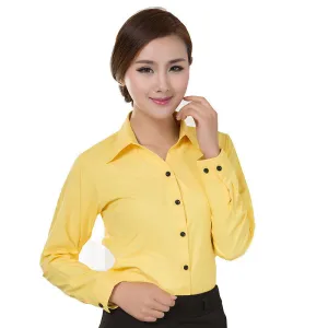 Blouses Shirts Office Lady Work Wear Plus Size Long Sleeve Cotton Basic Shirts Formal Women Blouses Tops