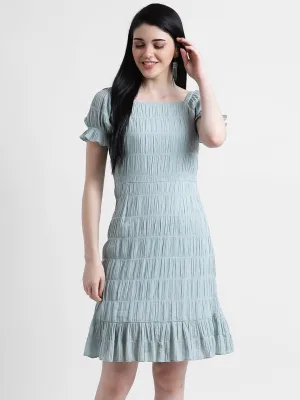 Blue Solid Peplum Dress