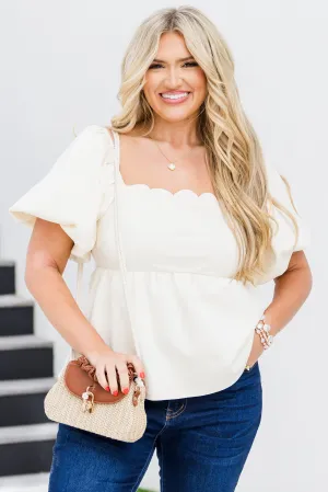 Blushing Rose Babydoll Top, Cream