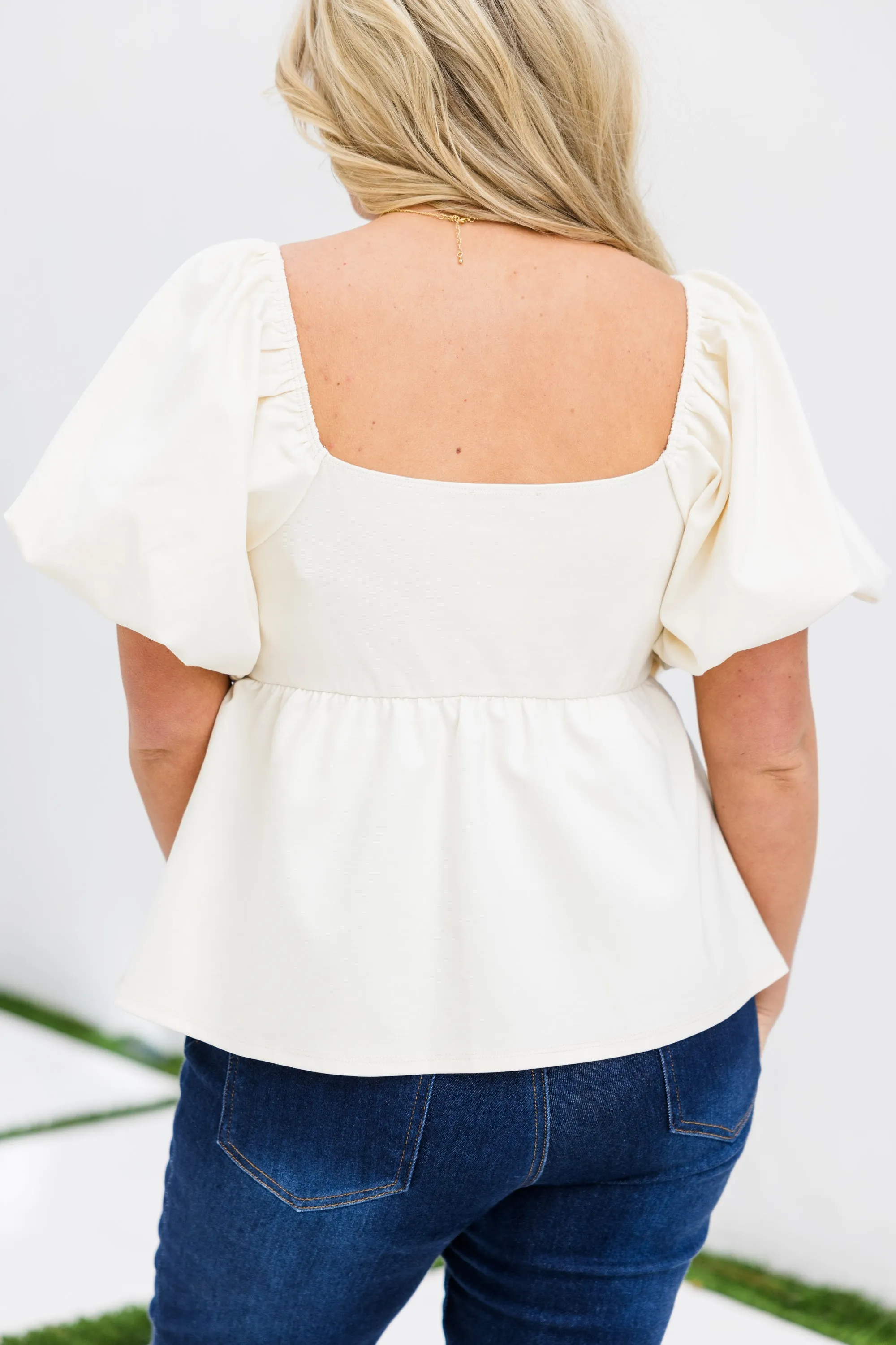 Blushing Rose Babydoll Top, Cream