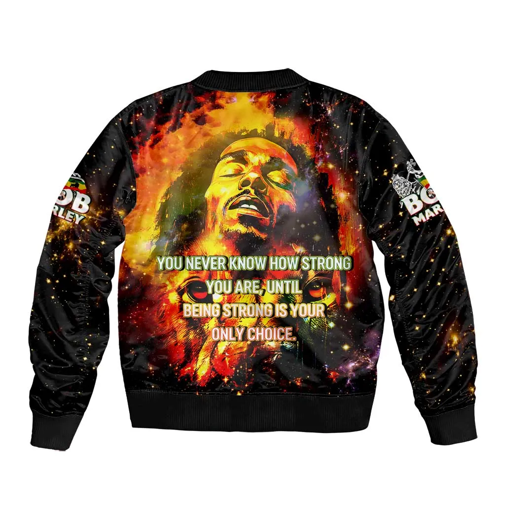 Bob King Of Reggae Rastafari Lion Bomber Jacket You Never Know How Strong You Are DT02