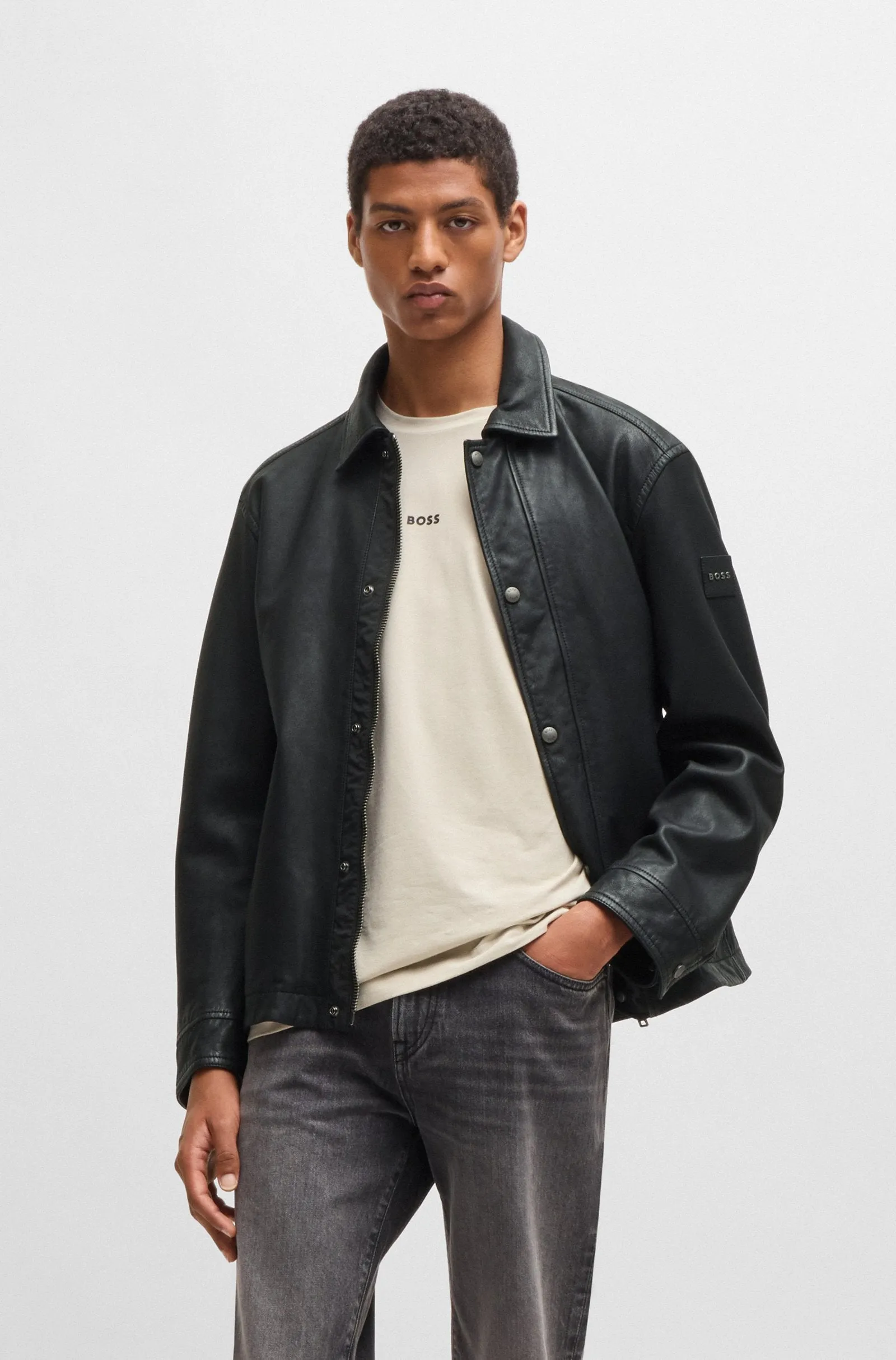 BOSS Casual Jackets Regular Fit in Leather - JERICHO 10265828 01-50522241