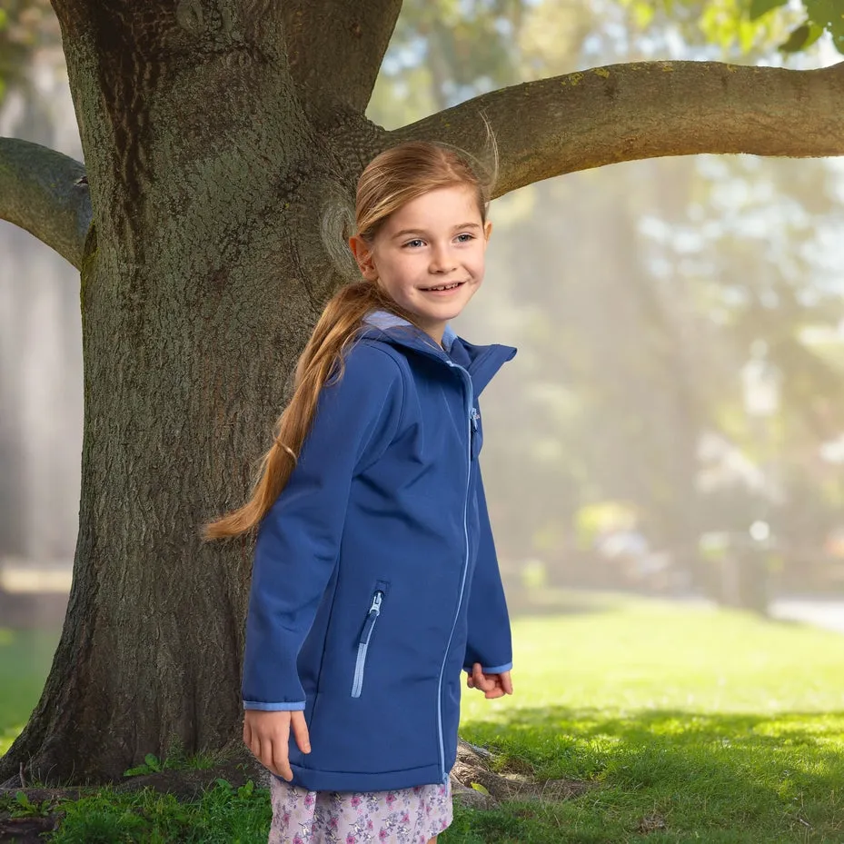 Brennagh Girls Longer Length Softshell Jacket in Blue Tone