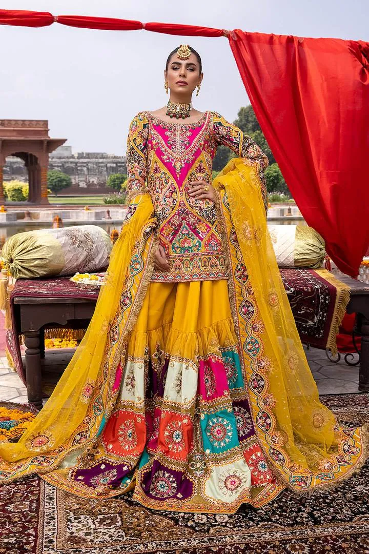 Bridal Dresses for Mehndi in Sharara Kameez #BN1041