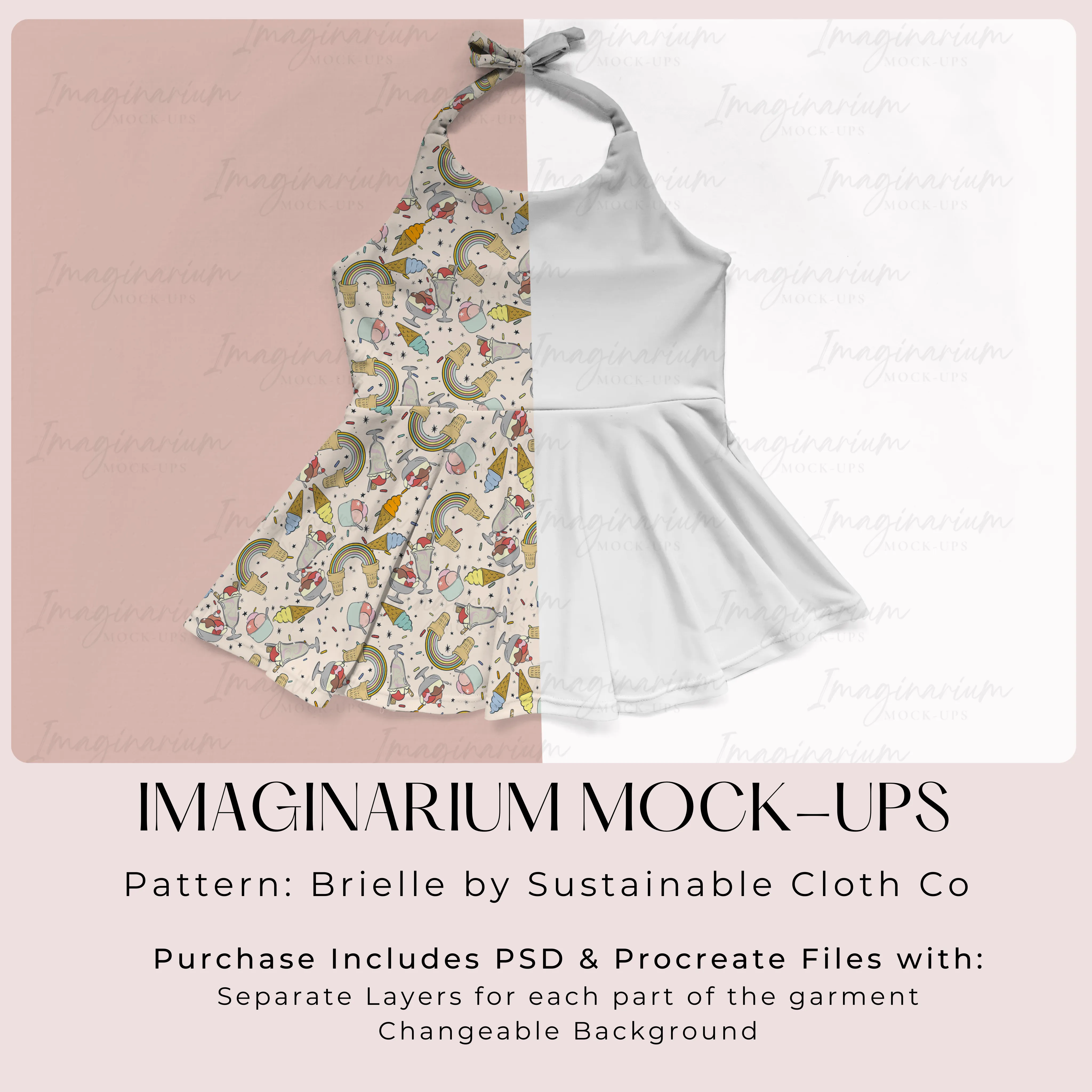 Brielle Halter Top Peplum Shirt  Mock Up, Realistic Clothing Mockup for Photoshop and Procreate