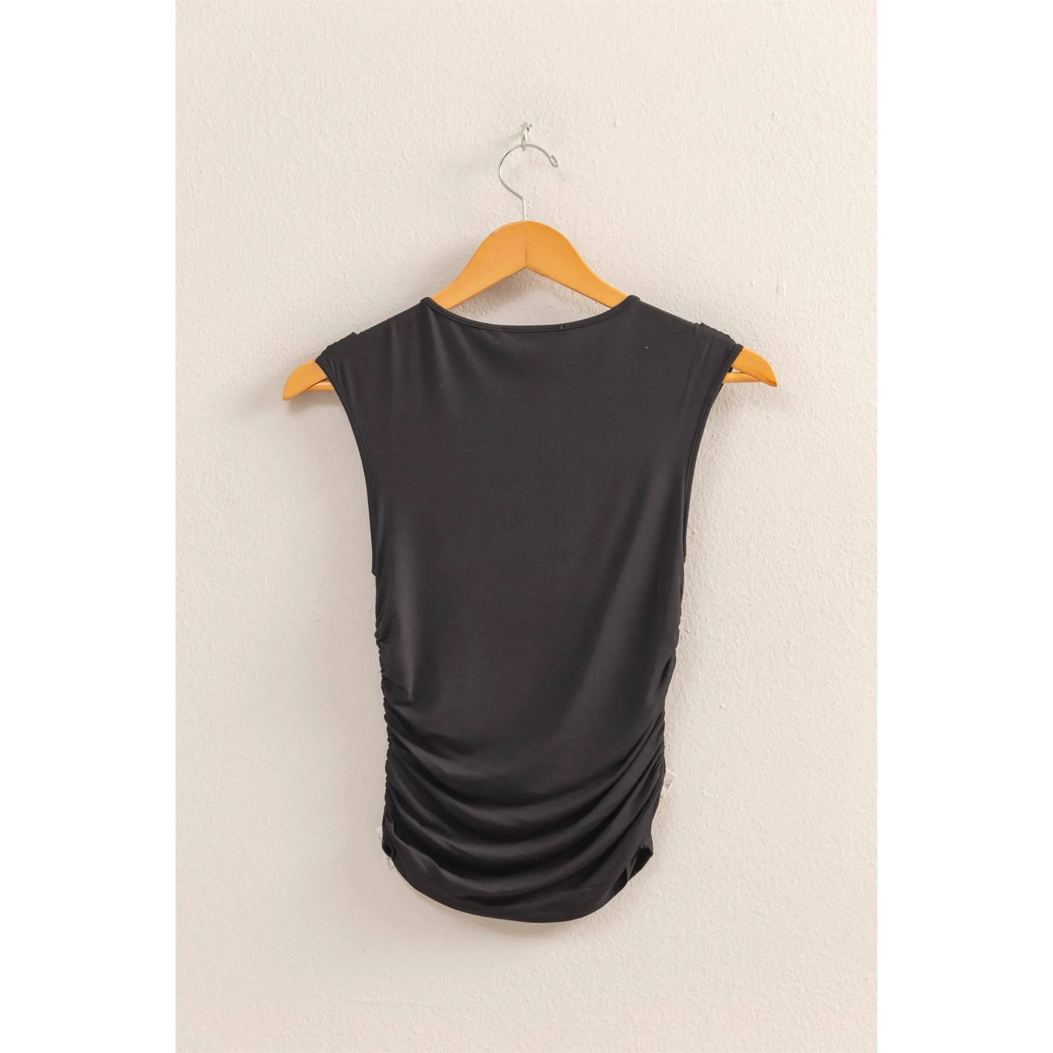 Cap Sleeve Ruched Detail Top