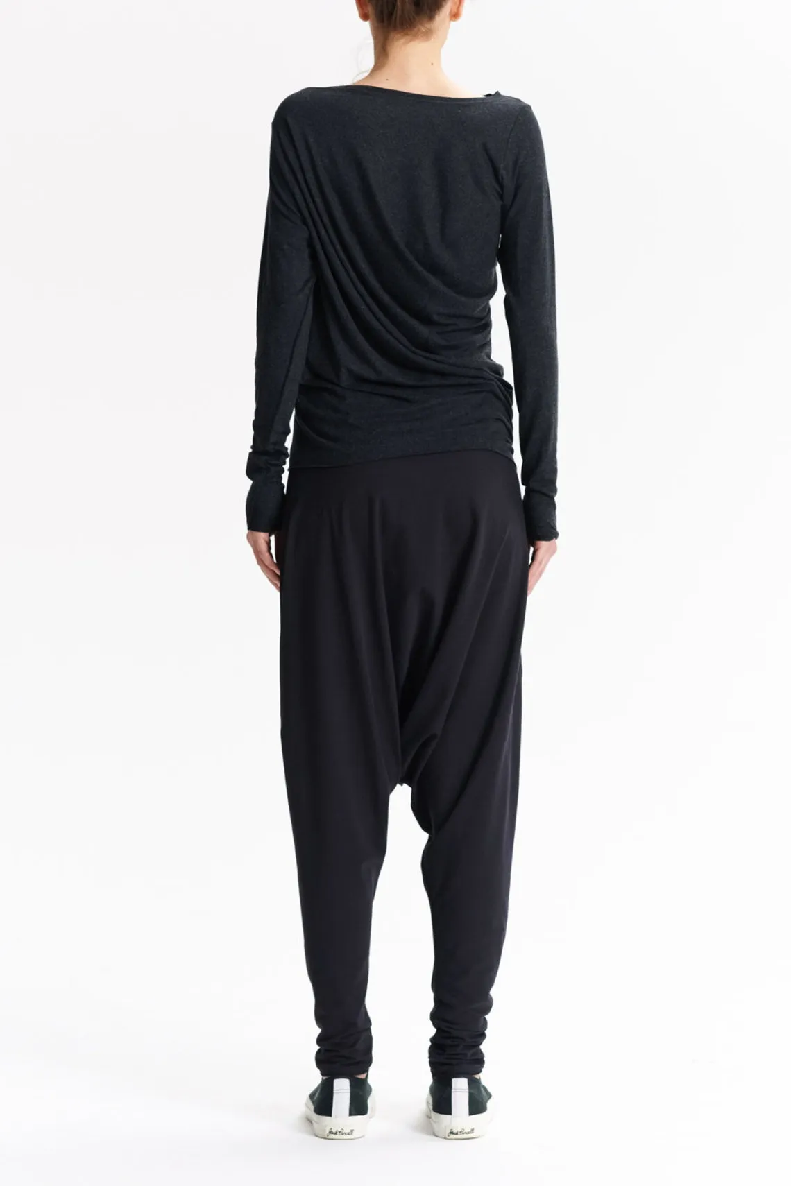 CHARCOAL DRAPED BOATNECK TOP
