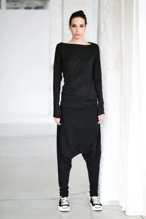 CHARCOAL DRAPED BOATNECK TOP