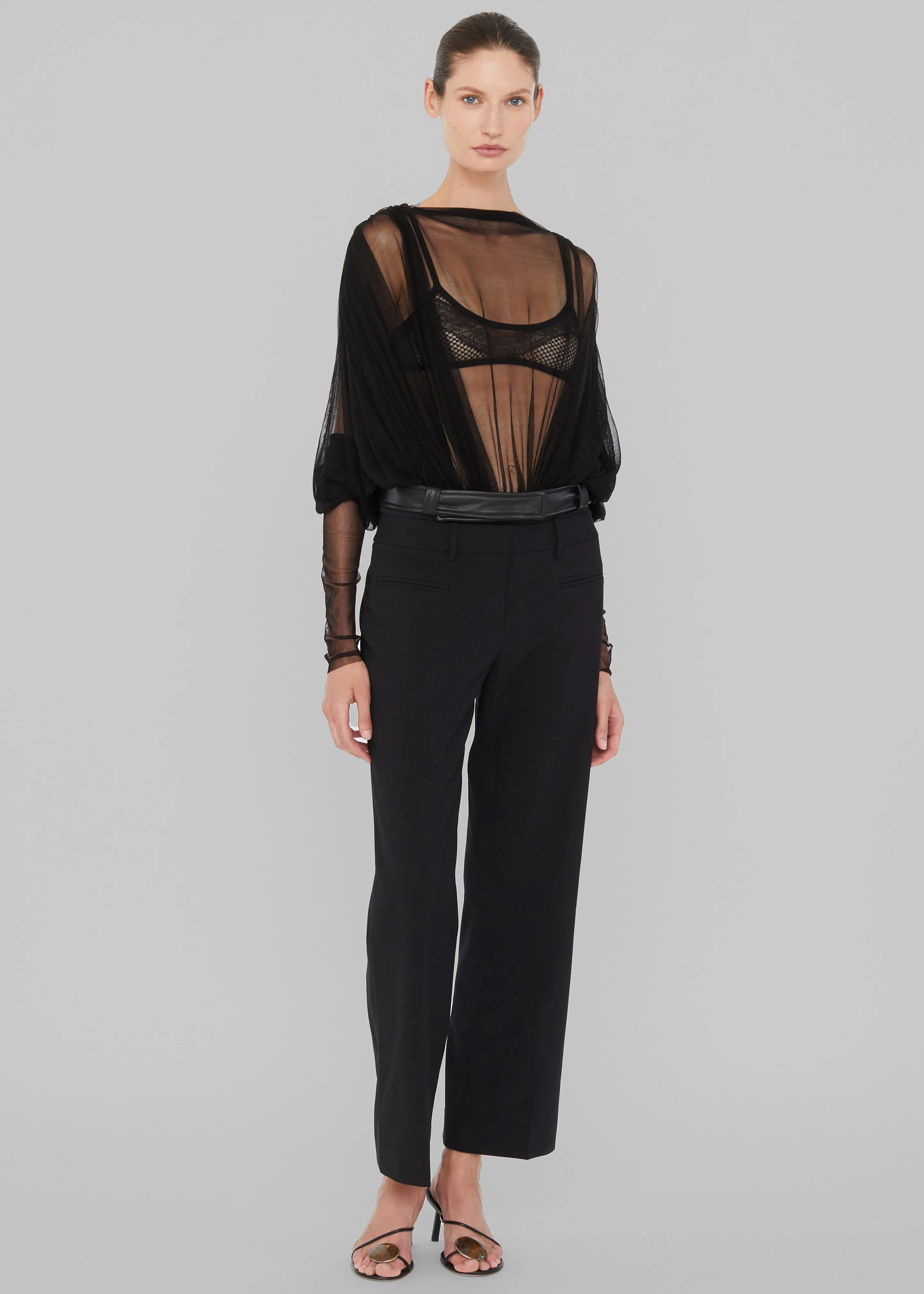 Christopher Esber Ripple Tulle Circular Bodysuit - Black