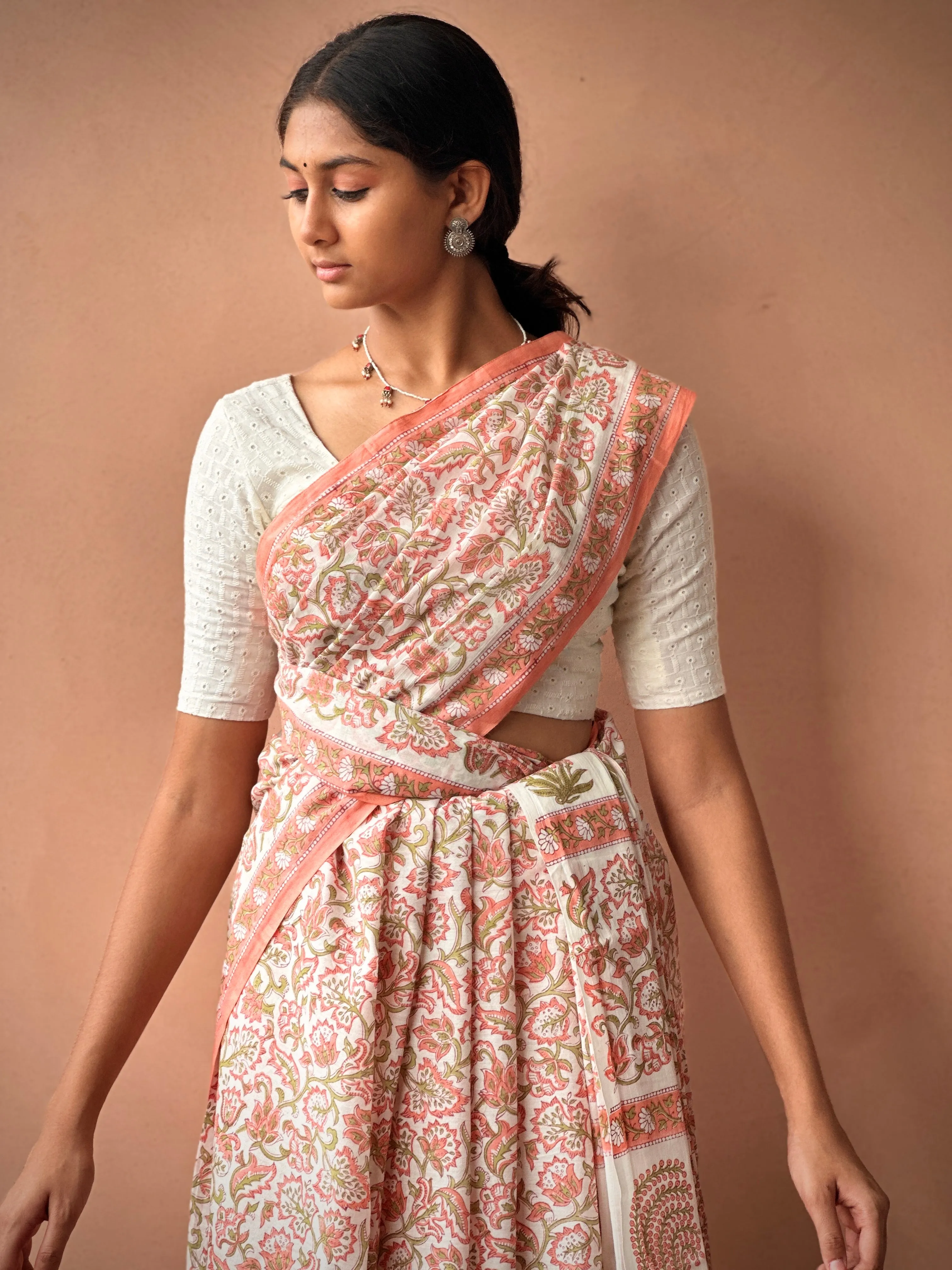 Coral Horizon | Printed Practice Saree