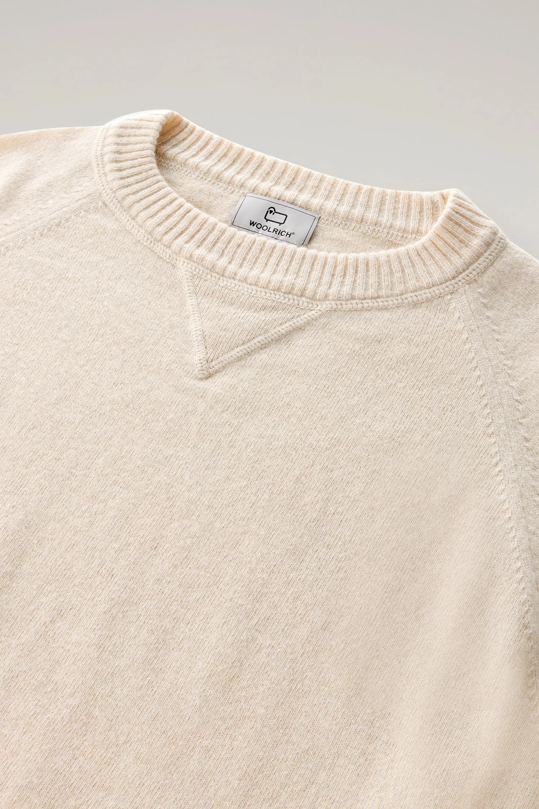 Crewneck Sweater in Wool Blend Milky Cream