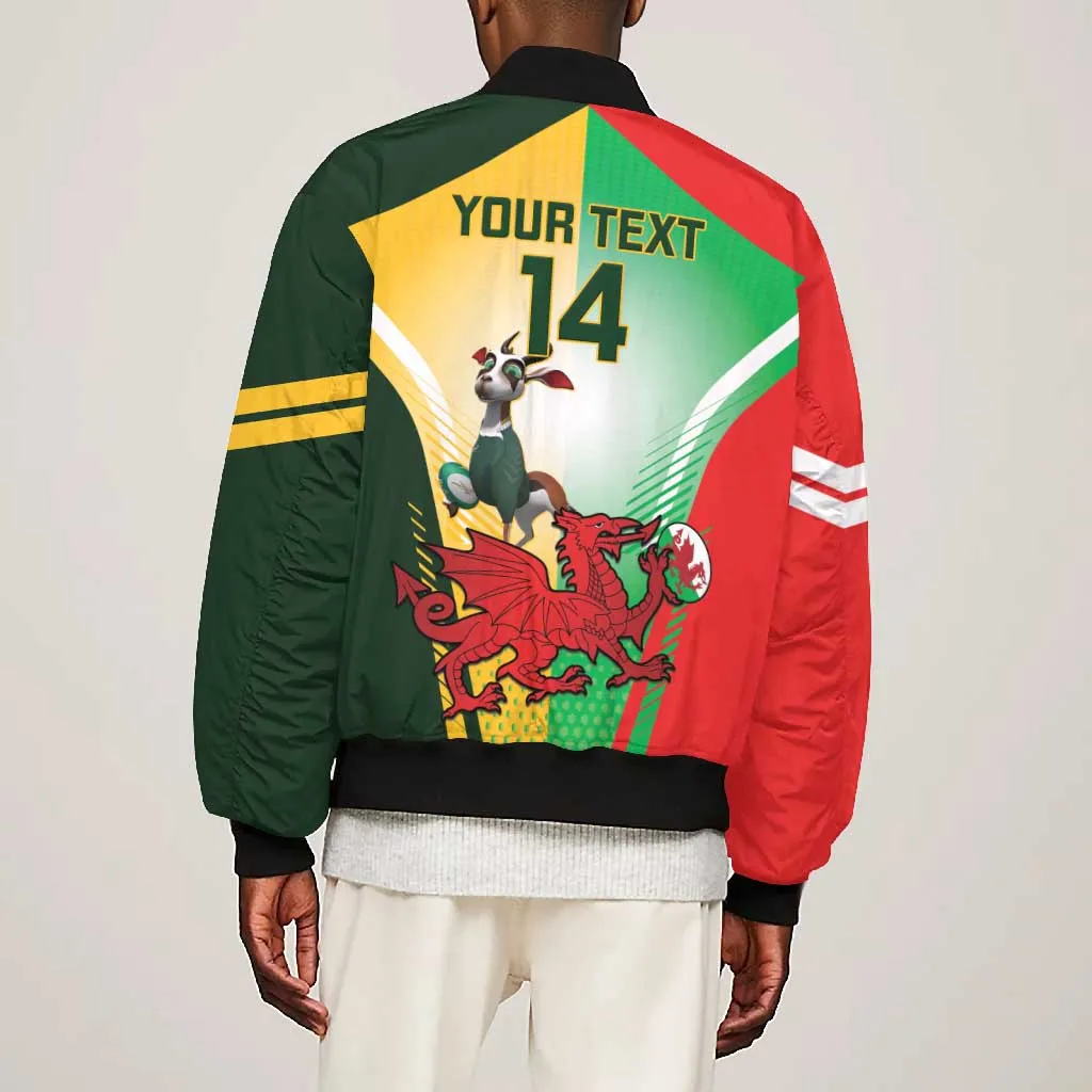 Custom South Africa And Wales Rugby Bomber Jacket Springboks Welsh Mascots Dynamic Version LT14