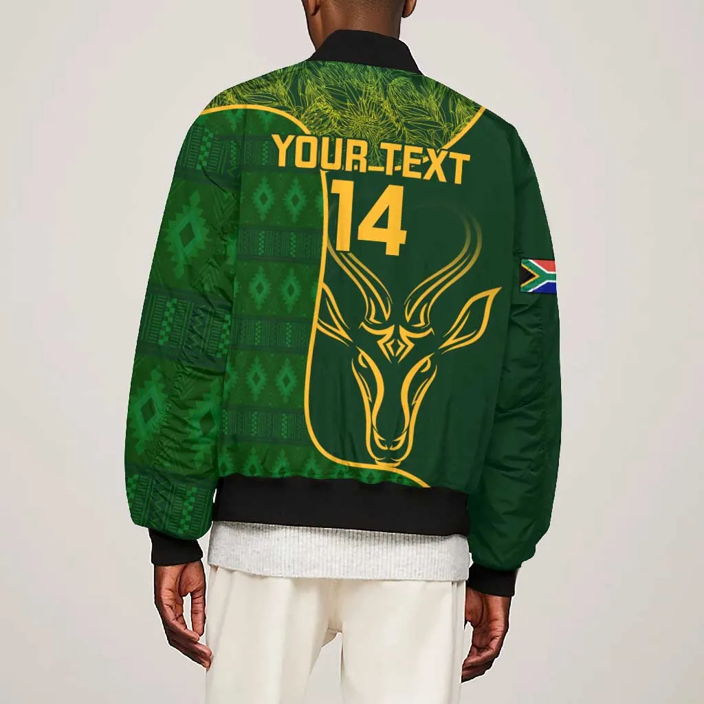 Custom South Africa Rugby Bomber Jacket Go Champions Springboks Flower LT14