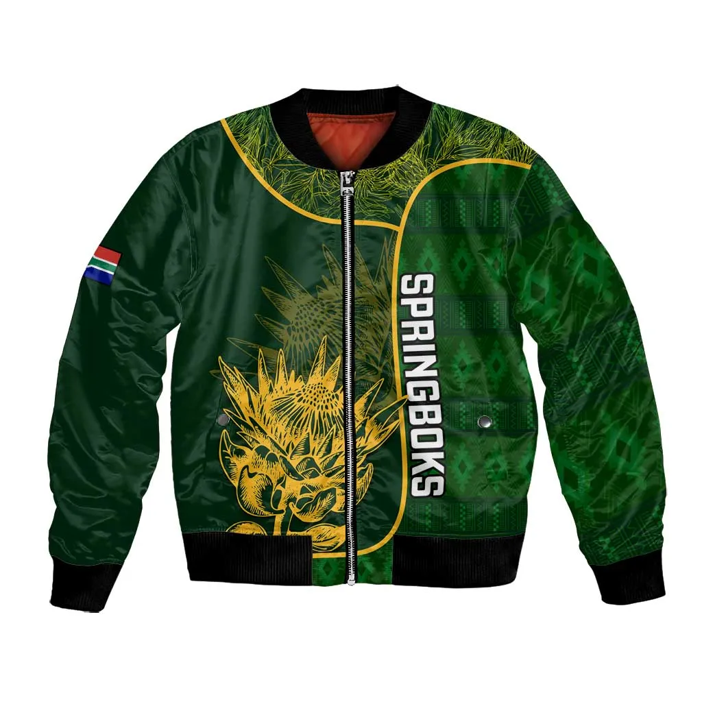 Custom South Africa Rugby Bomber Jacket Go Champions Springboks Flower LT14