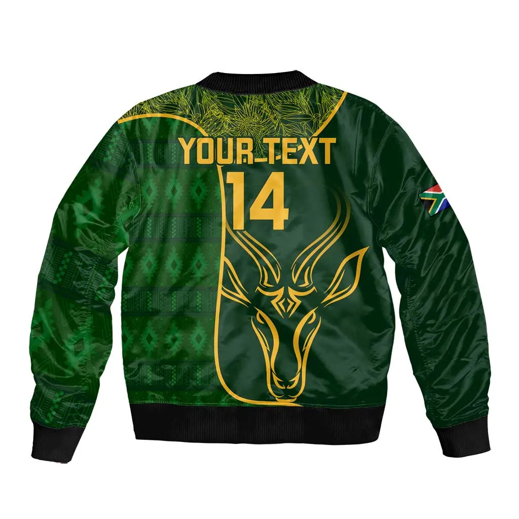 Custom South Africa Rugby Bomber Jacket Go Champions Springboks Flower LT14