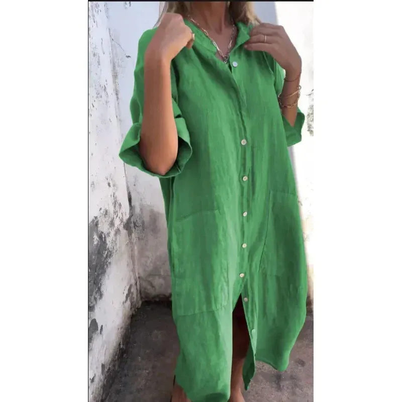 Diothel - Casual Shirt-style Maxi Dress