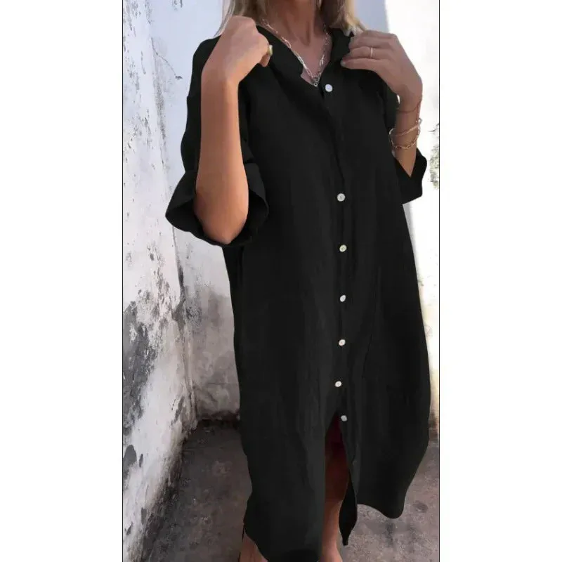 Diothel - Casual Shirt-style Maxi Dress