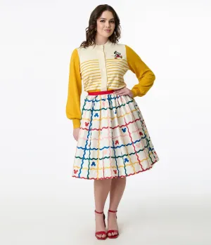 Disney Mickey & Friends Collection by Unique Vintage Rainbow Mickey Plaid Swing Skirt