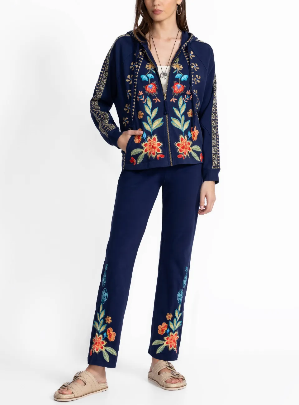 Dolman Seamed Sweatshirt - Blue Multi