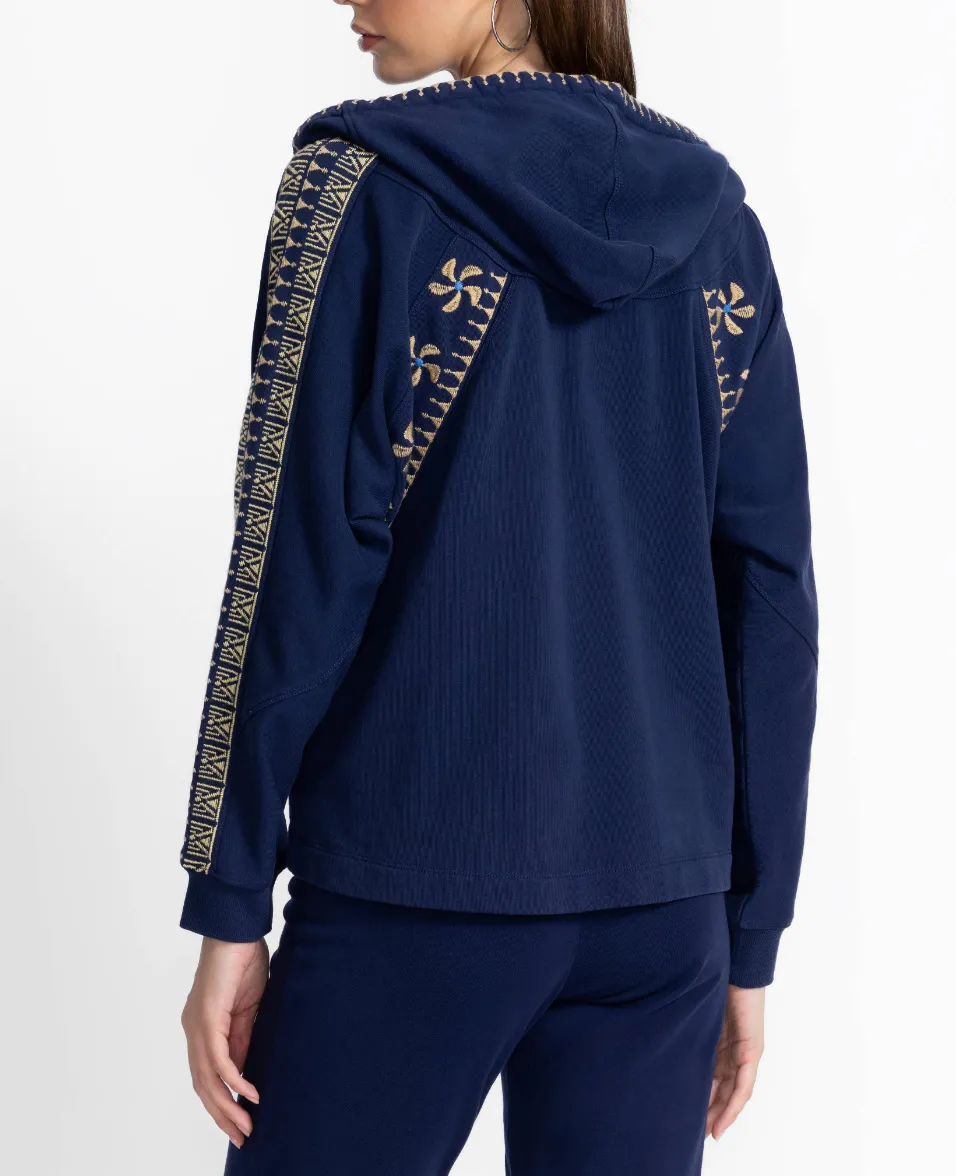 Dolman Seamed Sweatshirt - Blue Multi
