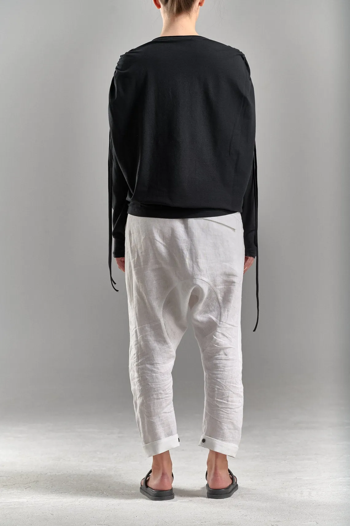 DRAPED SHOULDER LONG SLEEVED LOOSE TOP