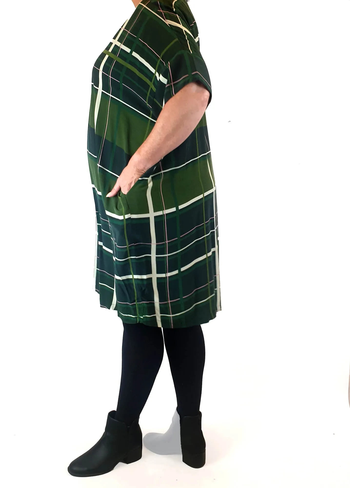 Elk green print tee shirt dress size 16