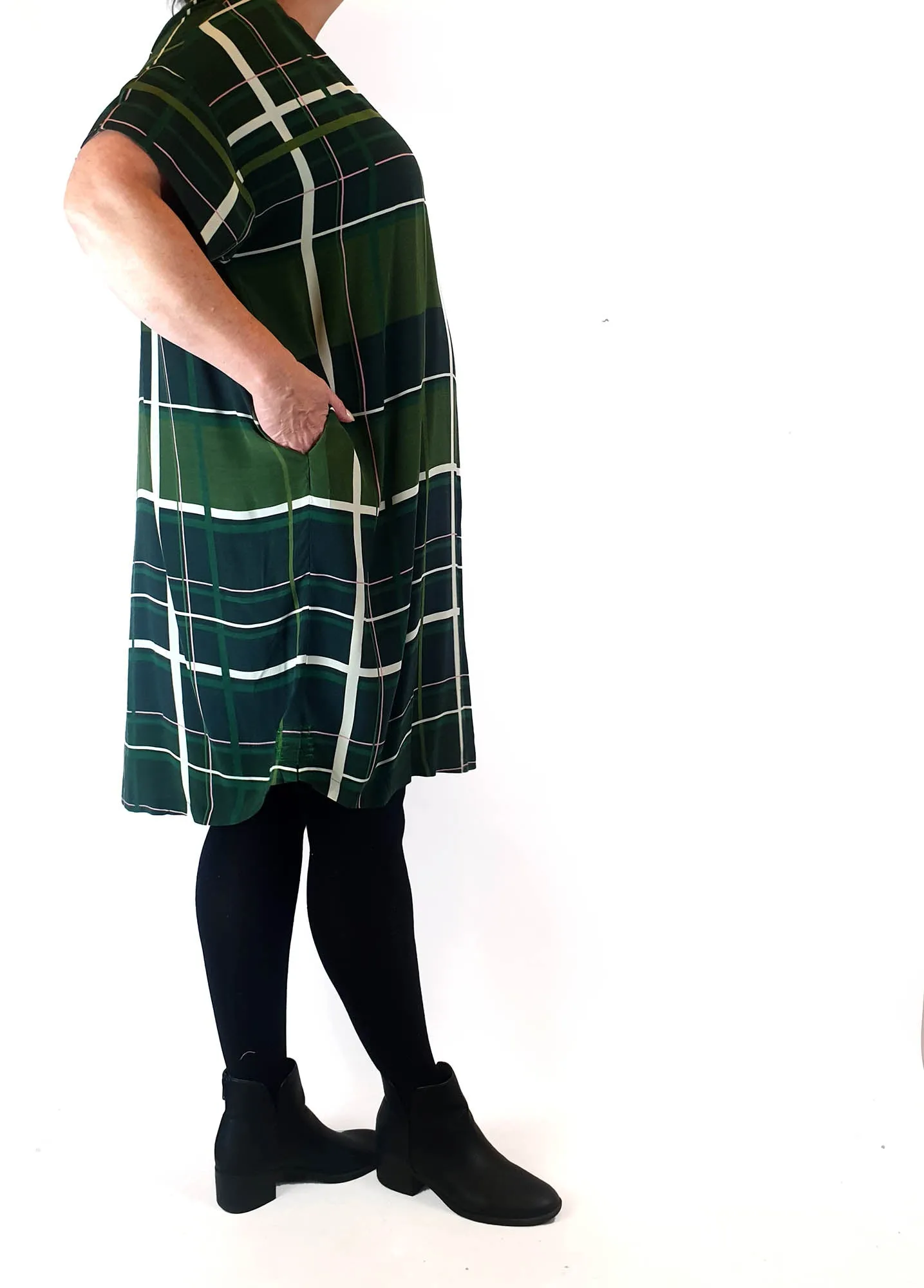 Elk green print tee shirt dress size 16