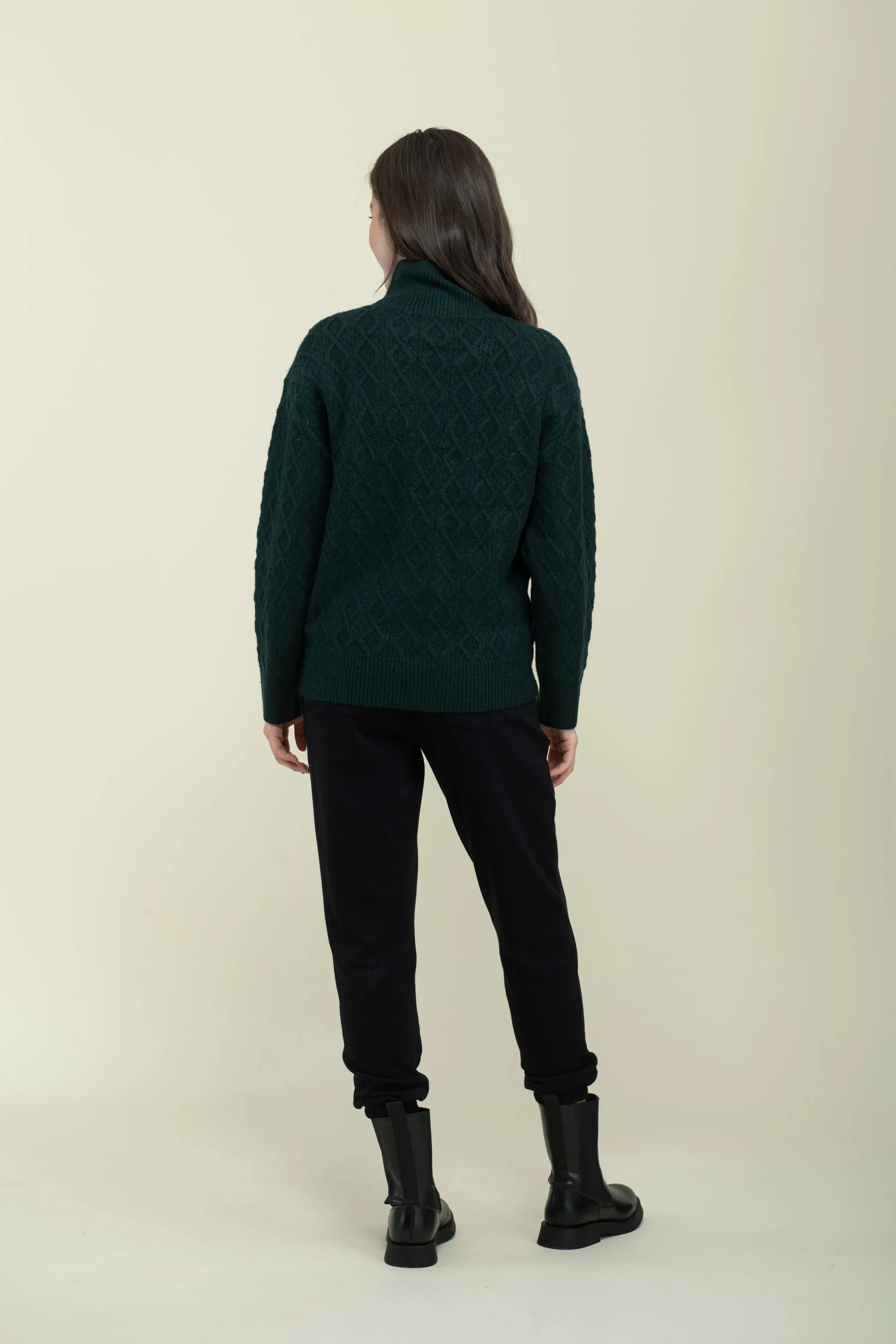 Ella-Cabled Mock Neck