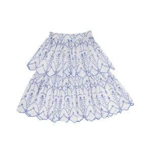 Embroidered Eyelet Ruffle Skirt