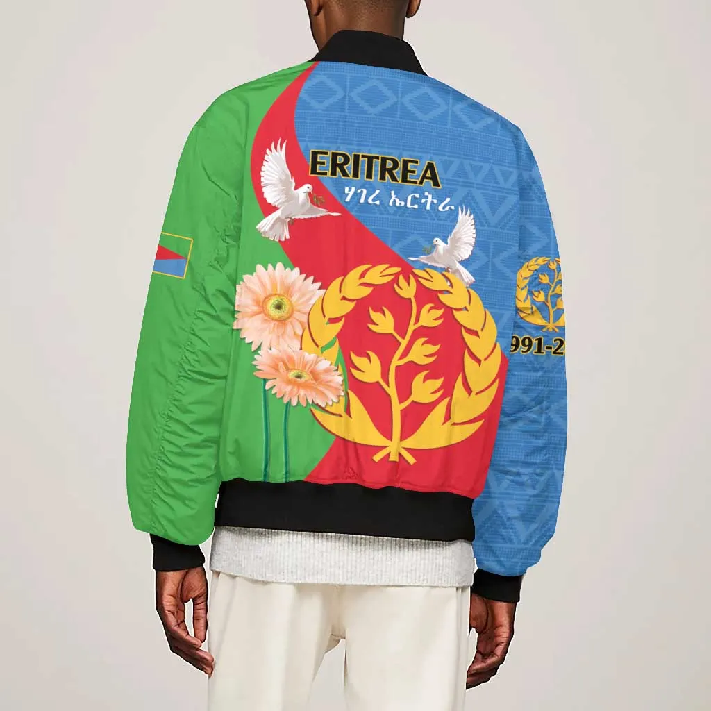 Eritrea Independence Day Bomber Jacket Eritrean Olive Branches 33rd Anniversary LT14