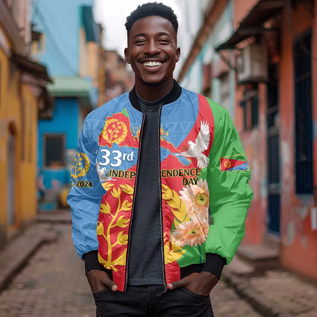 Eritrea Independence Day Bomber Jacket Eritrean Olive Branches 33rd Anniversary LT14