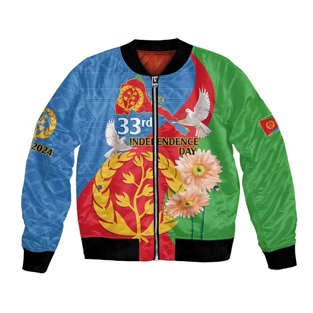 Eritrea Independence Day Bomber Jacket Eritrean Olive Branches 33rd Anniversary LT14