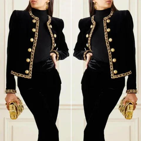 Ethel - elegant long-sleeved jacket with a round neck and button placket