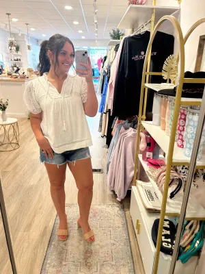 Eyelet Elegance Top