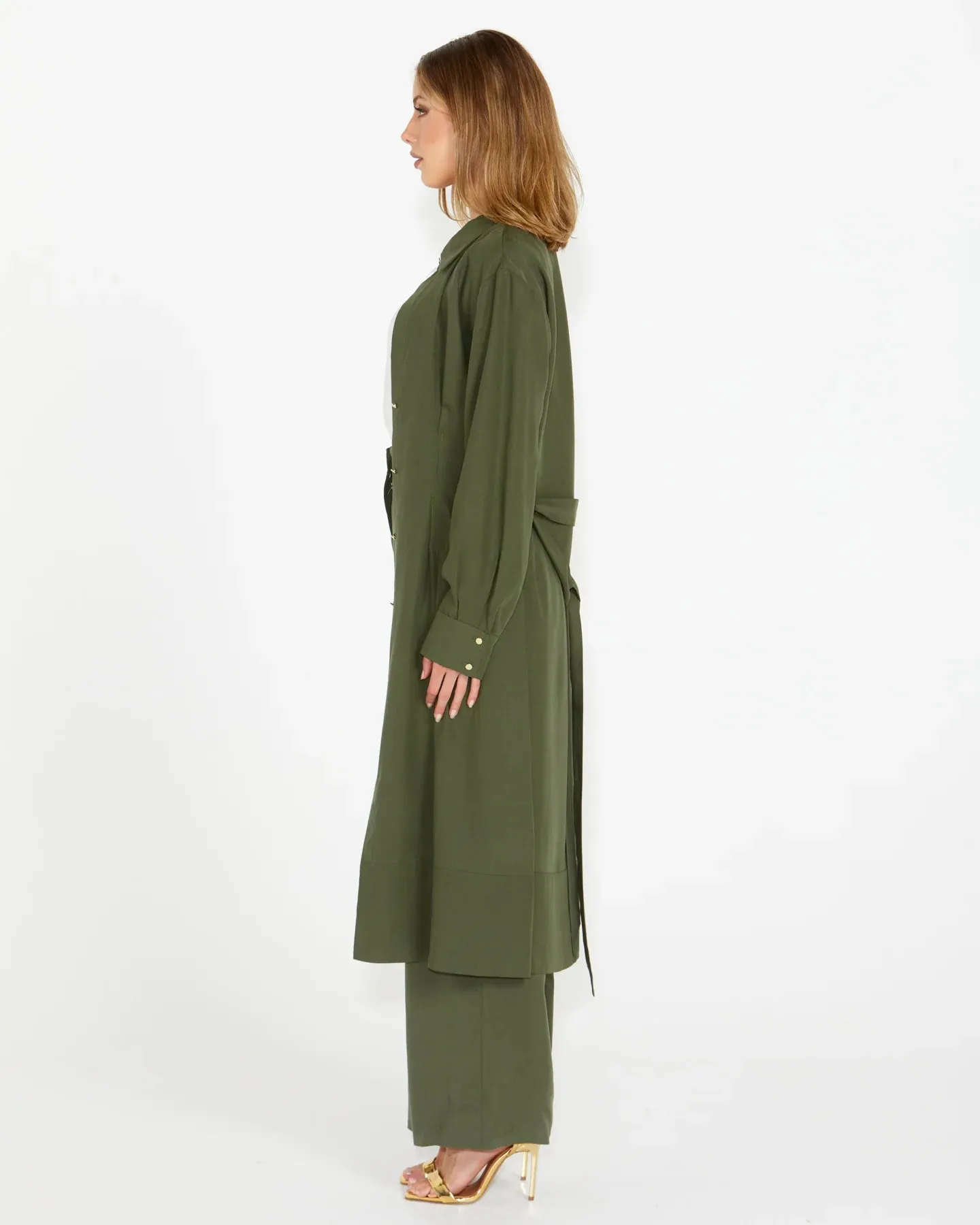 Fate & Becker - Alter Ego Duster Shirt Dress - Olive