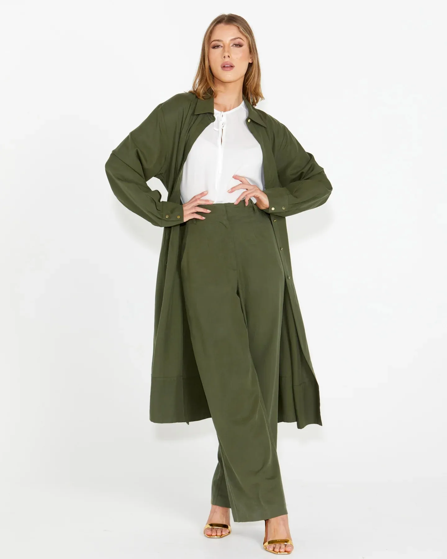 Fate & Becker - Alter Ego Duster Shirt Dress - Olive