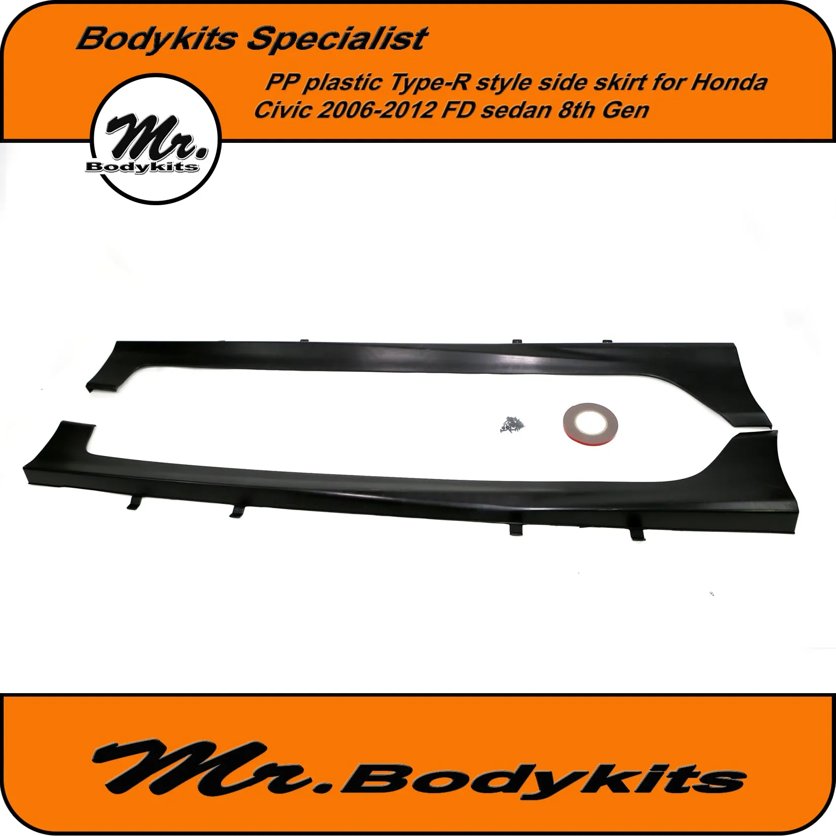 FD2 Type-R Style Side Skirts Suit Honda Civic FD 2006-2012 8th Gen Sedan