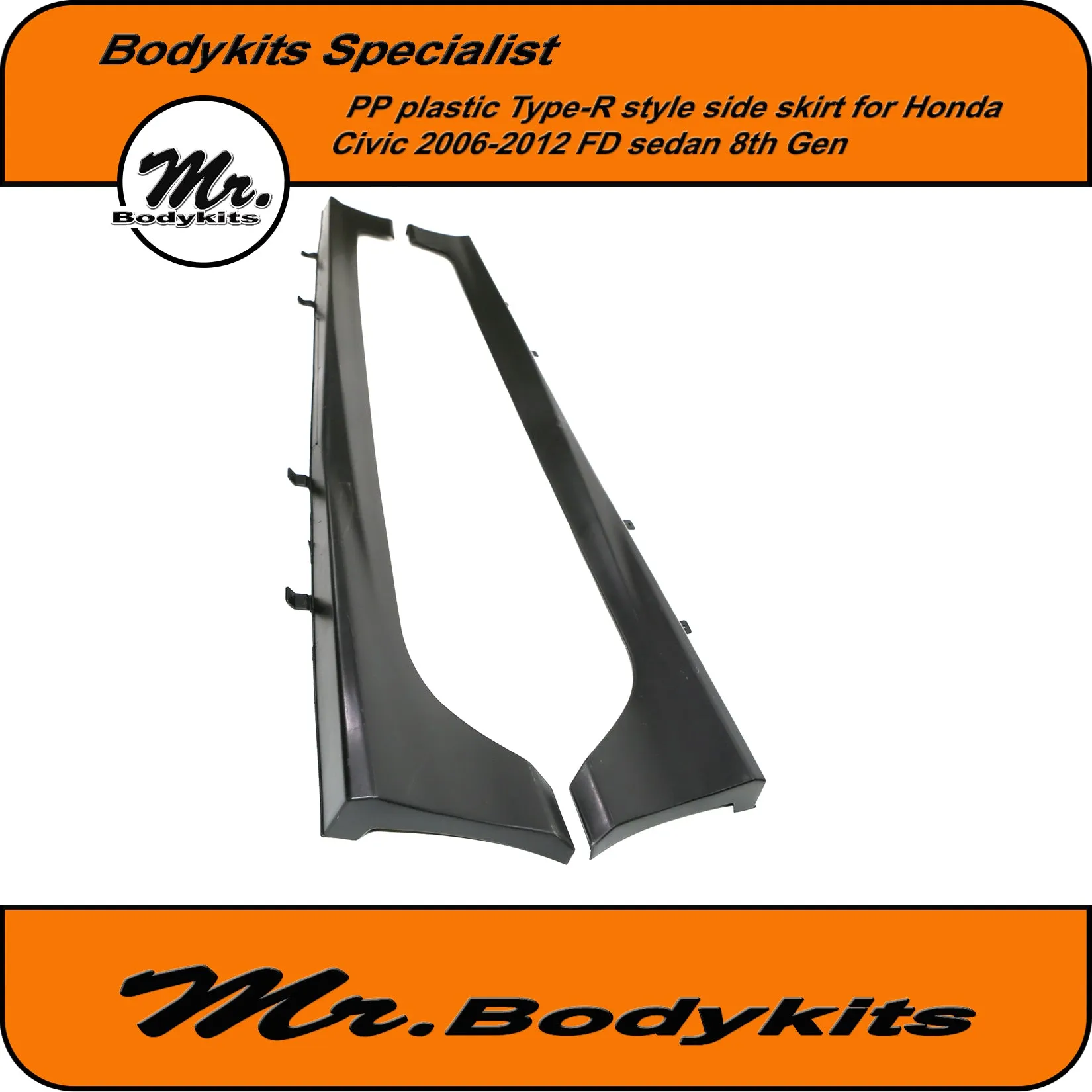 FD2 Type-R Style Side Skirts Suit Honda Civic FD 2006-2012 8th Gen Sedan