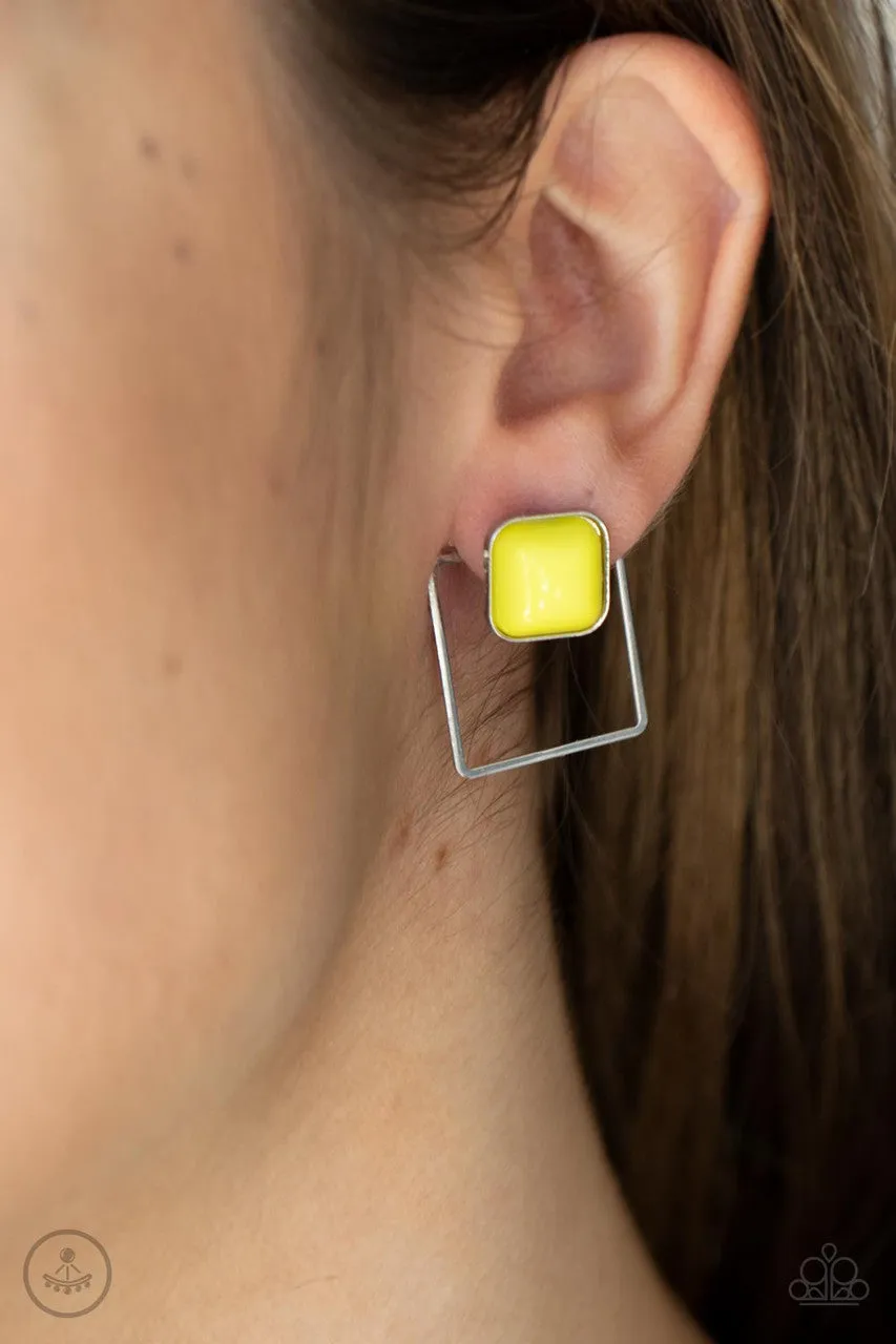 FLAIR and Square Yellow Paparazzi Earrings