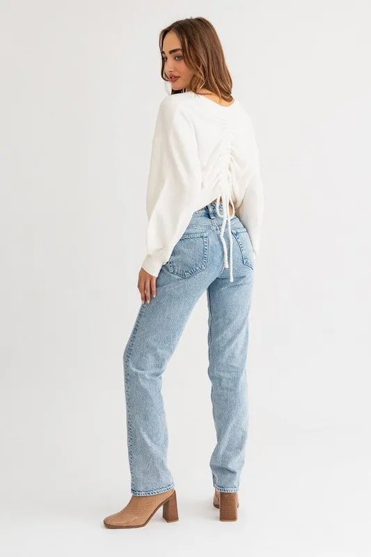 Fuzzy Sweater with Back Ruching (Various Colors), Le Lis