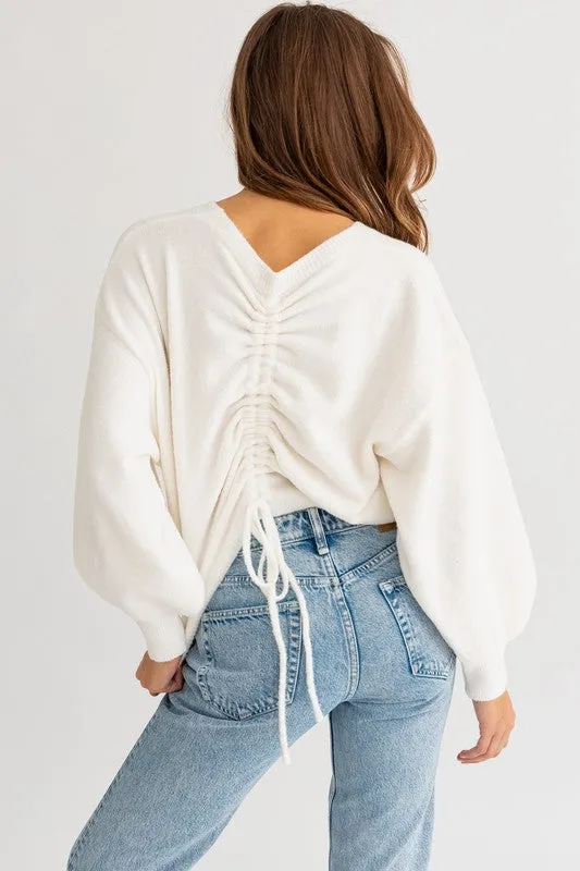 Fuzzy Sweater with Back Ruching (Various Colors), Le Lis