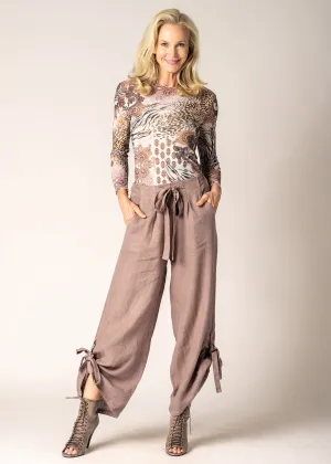 Gabriella Linen Pants In Milk Chocolate - Imagine Fashion