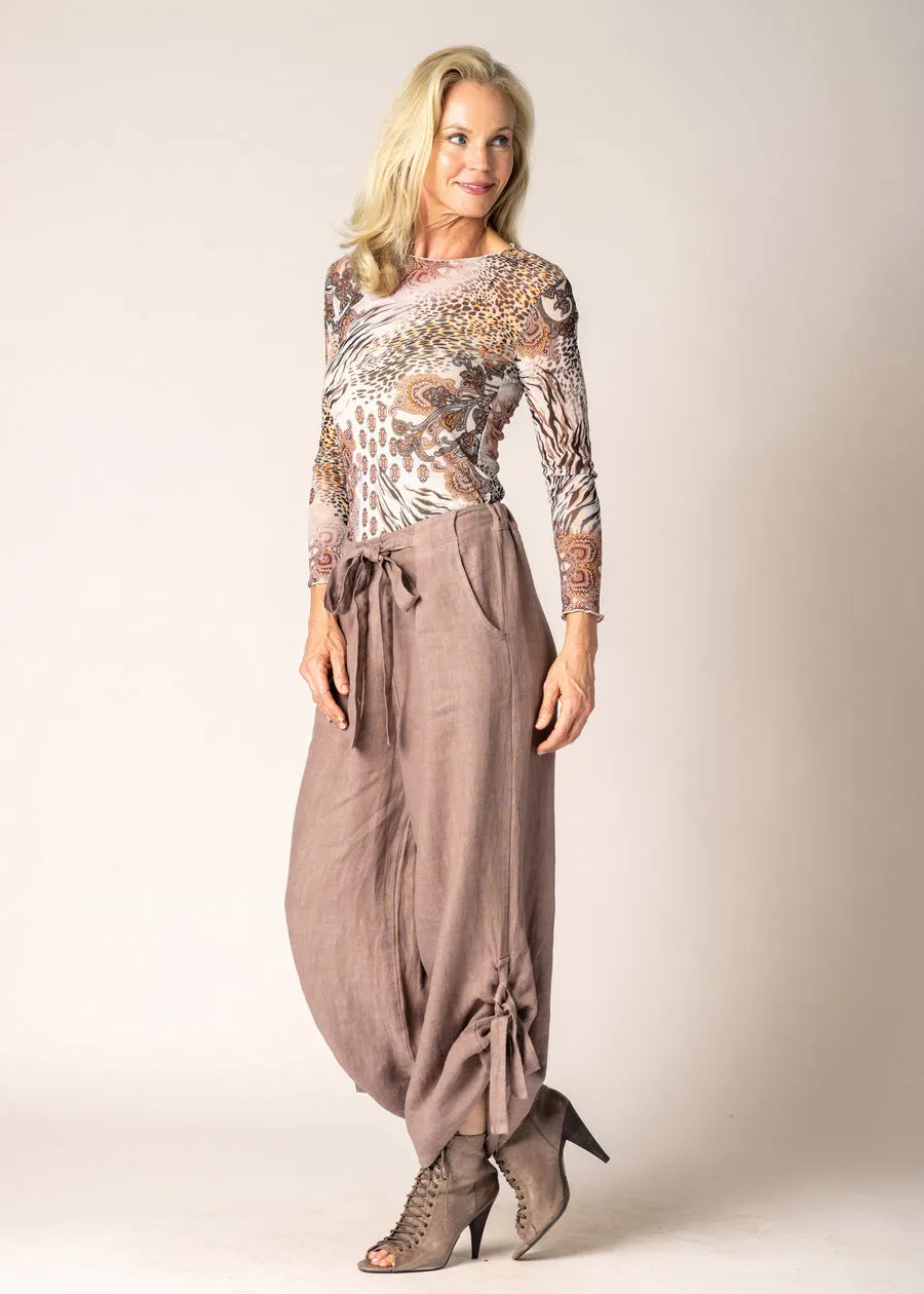 Gabriella Linen Pants In Milk Chocolate - Imagine Fashion