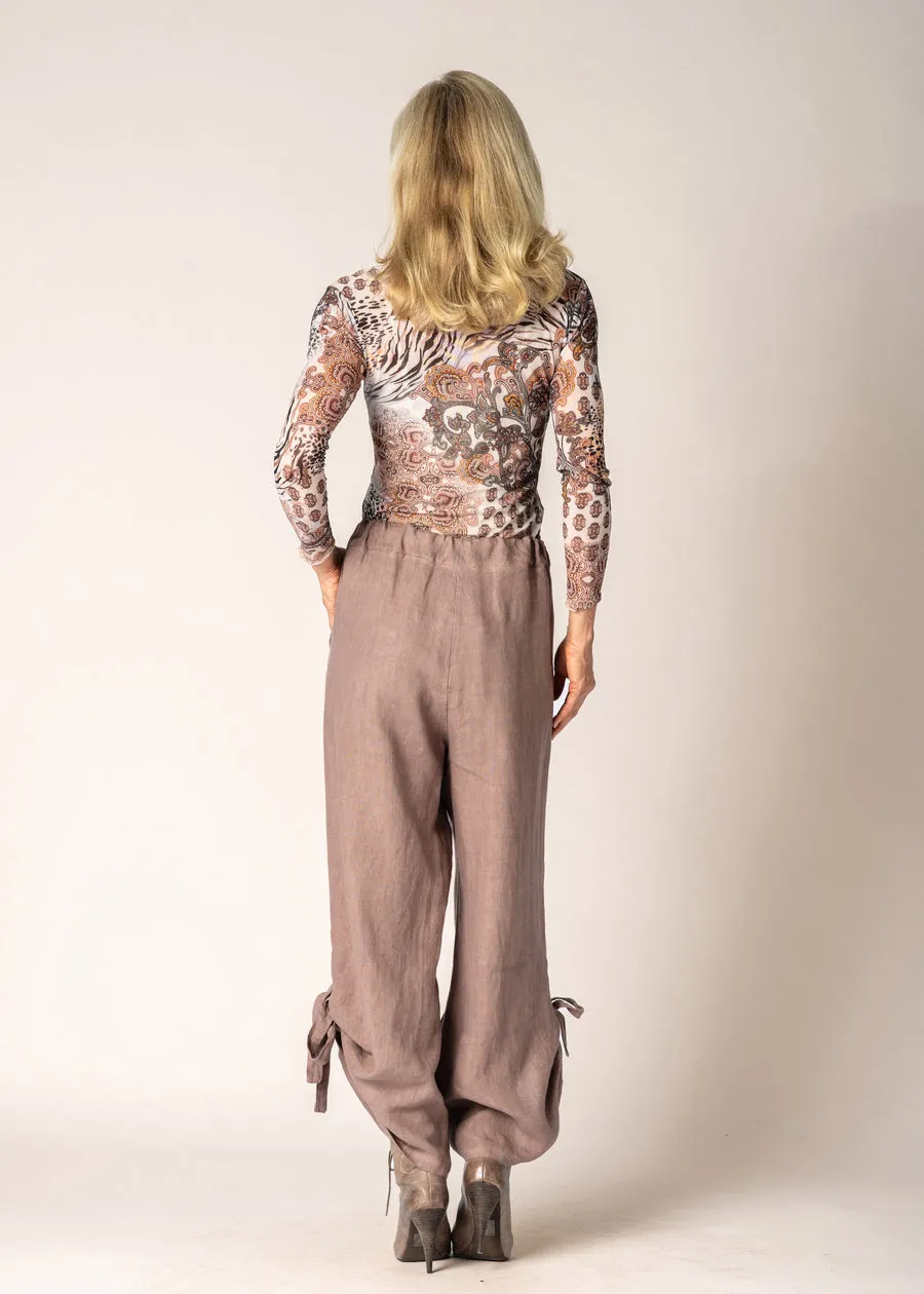 Gabriella Linen Pants In Milk Chocolate - Imagine Fashion