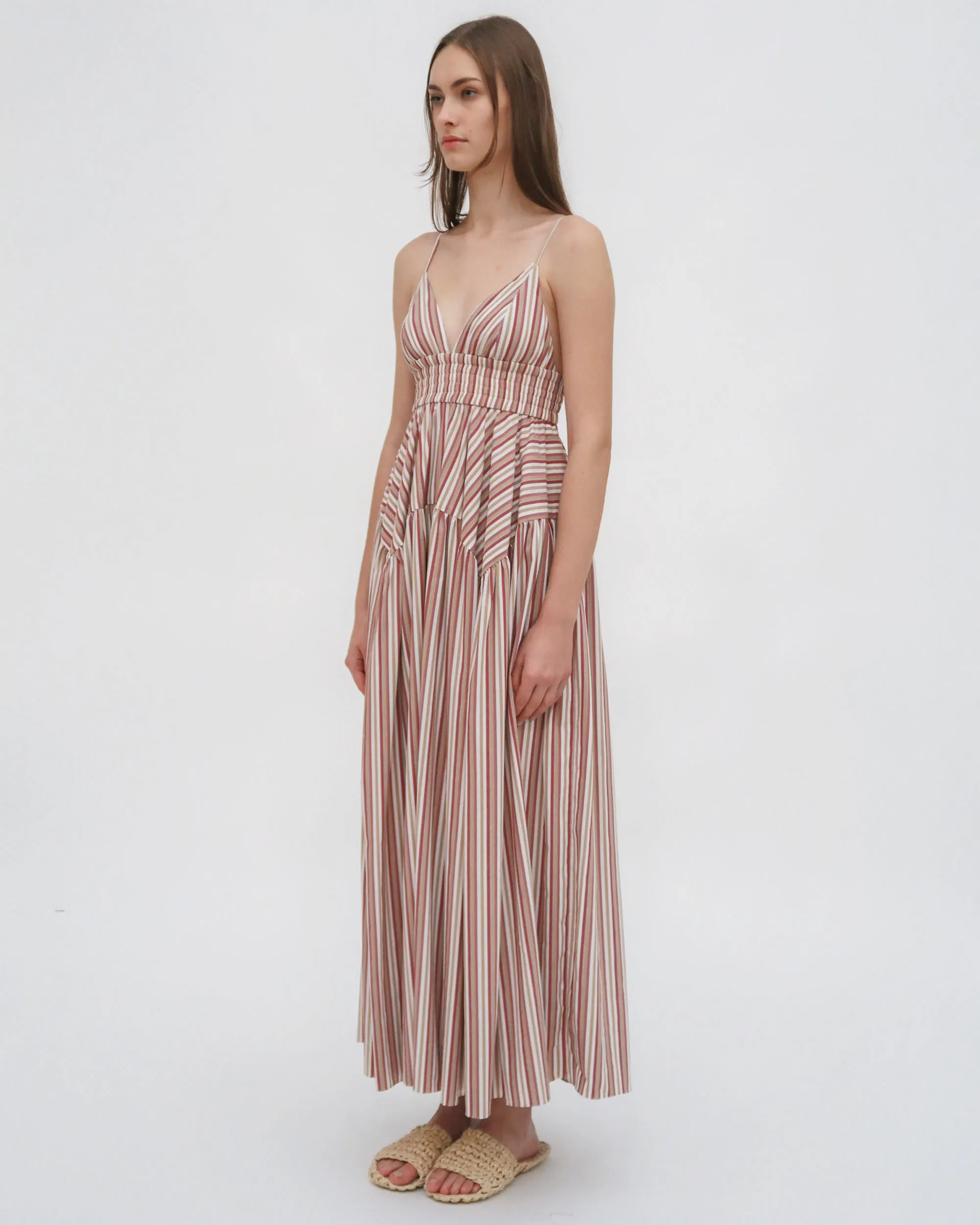 GATHERED PEPLUM CAMISOLE DRESS