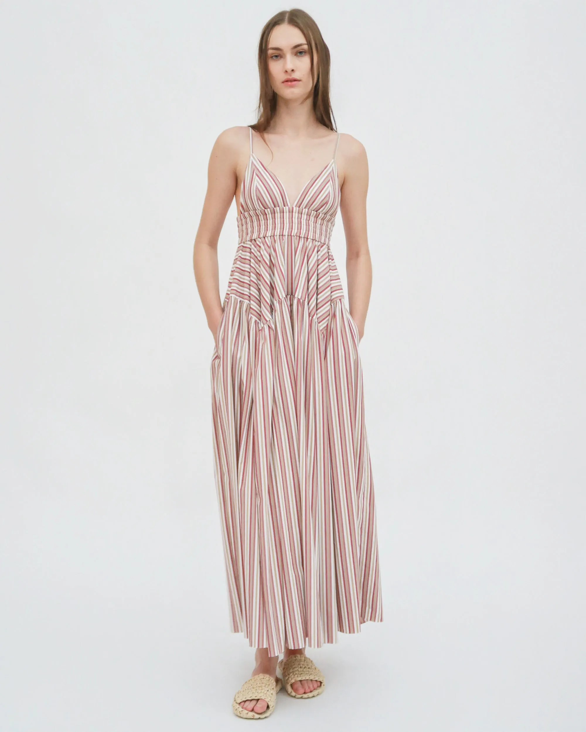 GATHERED PEPLUM CAMISOLE DRESS